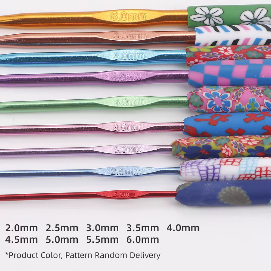 QJH 9-teiliges Premium-Set ergonomische Aluminium-Häkelnadeln in Multicolor, Größen 2-6mm - Bild 2