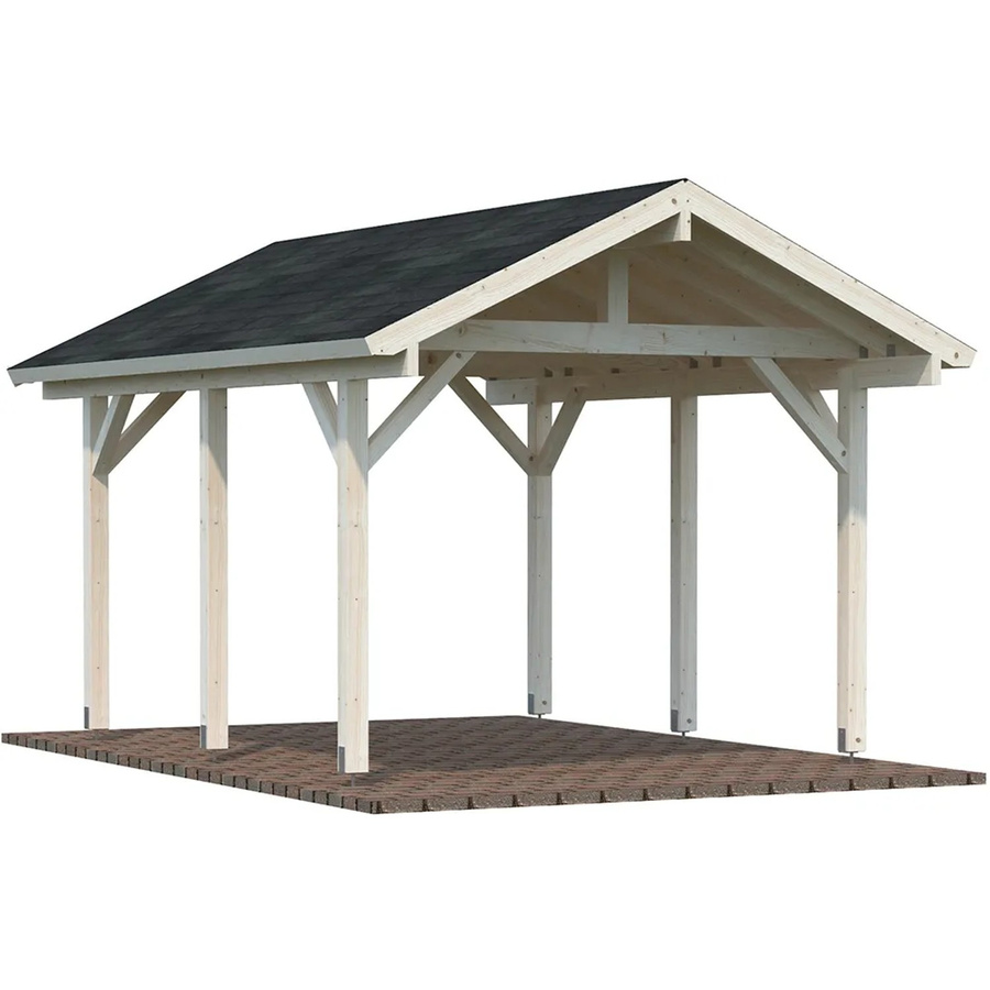 Palmako Einzelcarport Robert aus Fichtenholz in Transparent mit abfallender Dachform, B: 359 cm, T: 510 cm - Bild 2