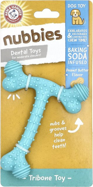 Arm & Hammer Nubbies Tribone, Oralspielzeug für Hunde, Erdnussbutter, gray - Bild 1