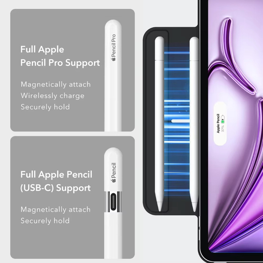 Magnetische PU-Hülle für Apple iPad mit Stifthalterung in Pink oder Black - Bild 5