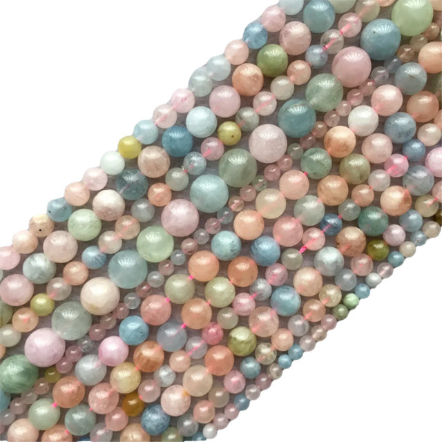 Veemake Perlen, Beryll-Morganit, rund, grün, rosa, blau, Unisex - Bild 1