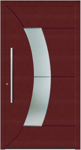 KNOCK Aluminium-Haustür Terra Nova in Purpur-Rot mit Glaseinsatz, modern und beschichtet, B/H: 110,0 x 210,0 cm - Bild 1