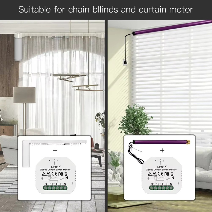 MOES ZigBee 3.0 Smart Vorhang Schalter Modul für motorisierte Rollläden und Jalousien in Weiß, kompatibel mit Tuya Smart, Leben, Alexa und Google Home - Bild 4