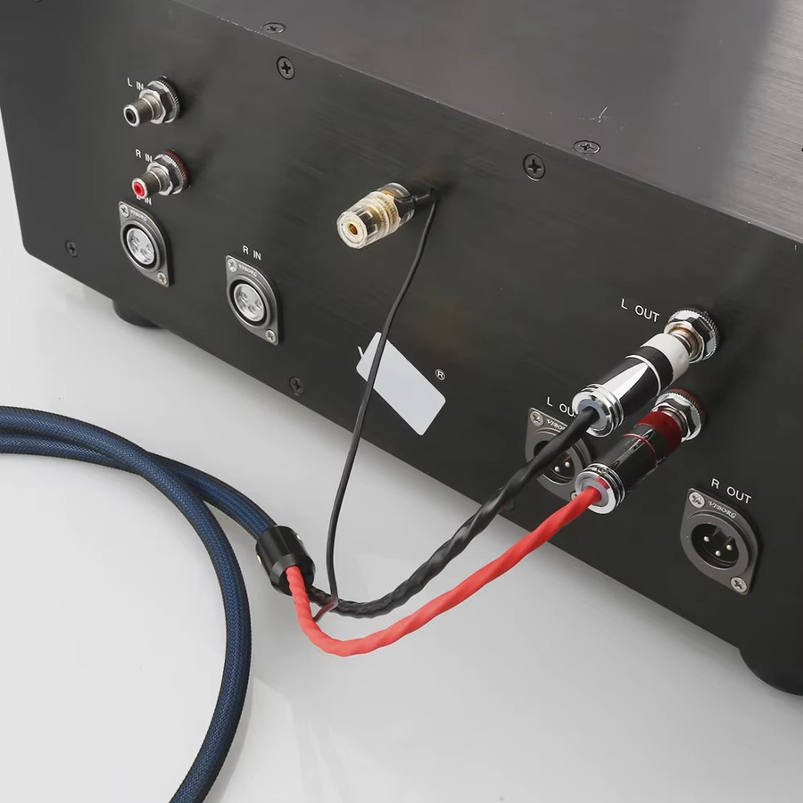 Audiocrast HIFI Audio-Phono-Tonarmkabel mit Abschirmung, 2 RCA zu RCA, versilbertes OFC-Material mit U-Y Spade-Steckern und Erdungskabel - Bild 3