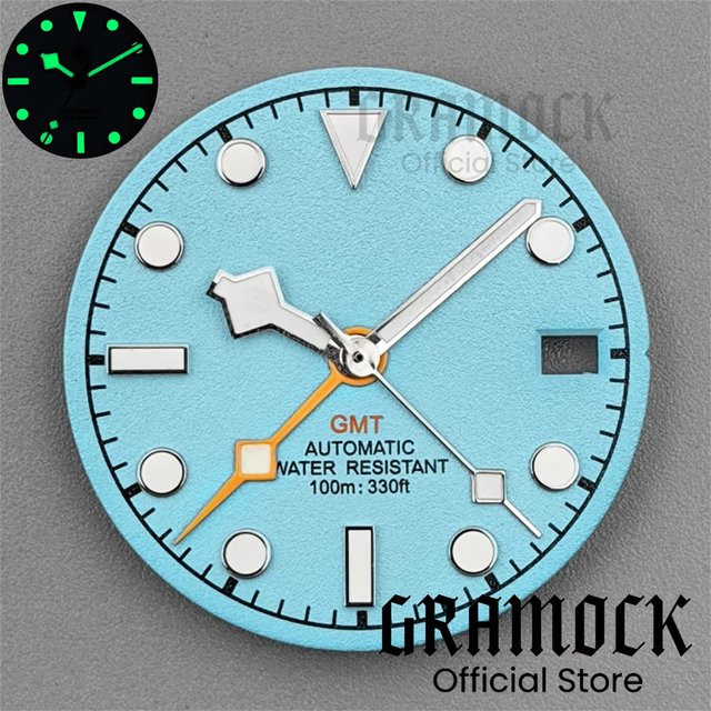 GRAMOCK Zifferblatt, 29 mm, Blau, Schwarz, Orange, NH34 GMT Bewegung - Bild 1
