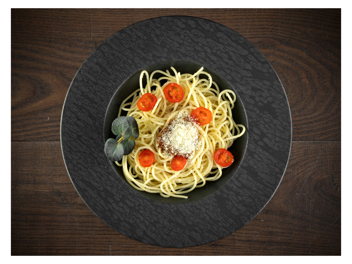 CreaTable Pasta Gourmetteller Set Schiefer Black, 4-teiliges Stoneware Geschirrset, Schwarz, Durchmesser: 27 cm, Höhe: 5,5 cm - Bild 3