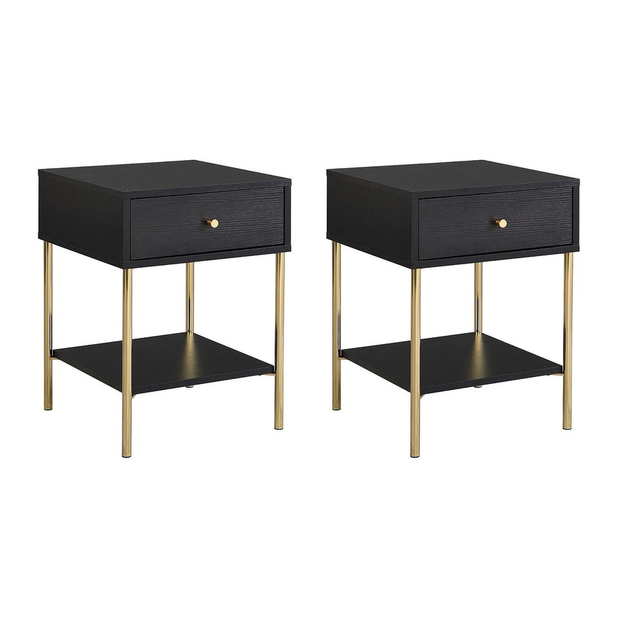 Nachttisch Milavia in Schwarz und Goldfarben, B/T/H: 40 x 40 x 40 cm - Bild 2