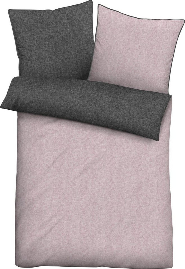 Biberna Wendebettwäsche Hermal Premium Biber Melange-Flanell aus 100% Baumwolle, 2-teilig, wärmend und weich mit Reißverschluss - Bild 1
