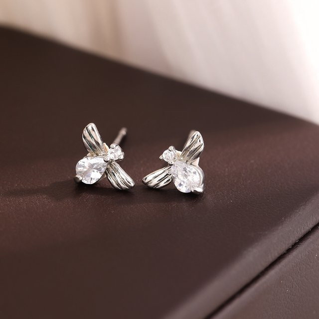 Bienen-Ohrringe, 925 Silber, Diamant, Zirkonia, Unisex - Bild 1