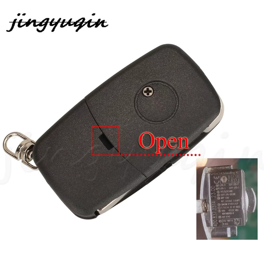 Jingyuqin Smart Remote Autoschlüssel Anhänger 433 MHz ID48 für Audi A3 A4 A6 A8 TT RS4 Quattro, Schwarz - Bild 3