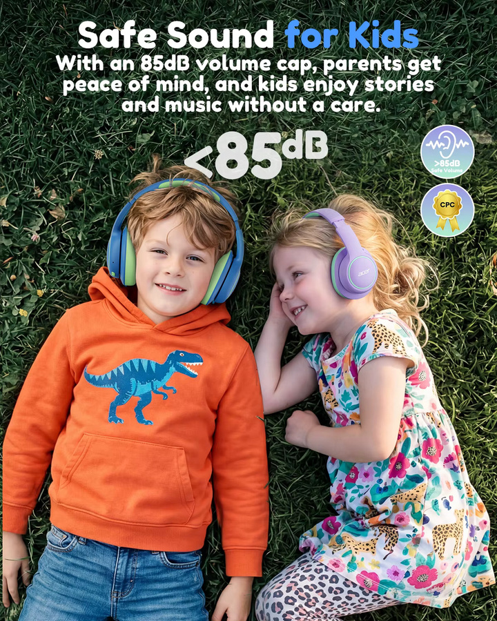 Acer Choice Kinder Over-Ear-Kopfhörer mit Bluetooth 6.0 und Mikrofon in Blau/Mehrfarbig mit USB-C Schnellladung - Bild 5