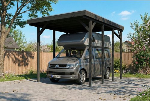 SKANHOLZ Caravan-Carport Friesland aus Fichte mit Stahldach in Anthrazit und Schwarz, B/T: 402 x 555 cm - Bild 1