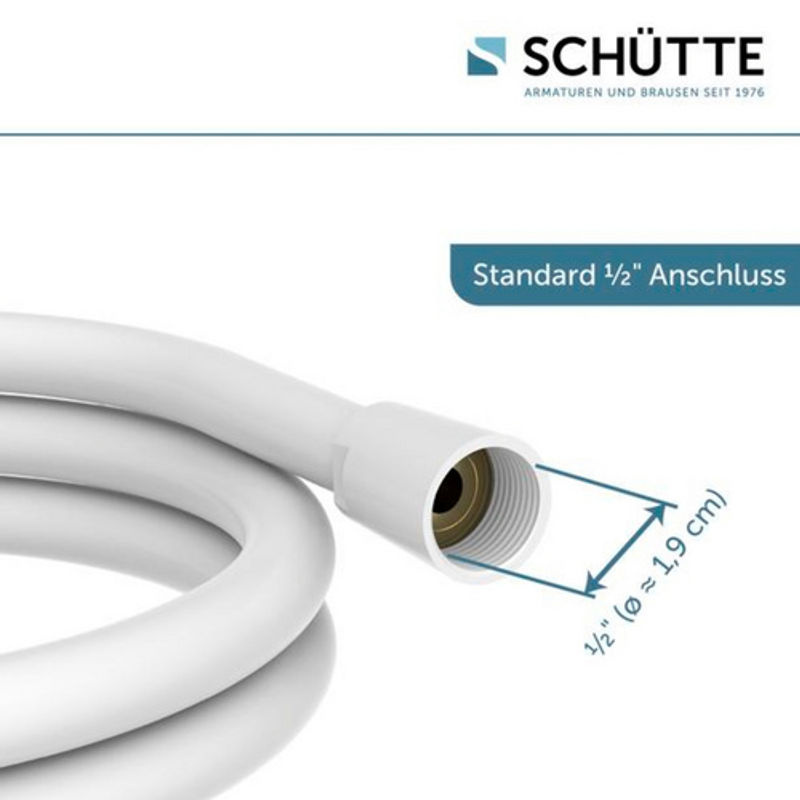 Schütte Brauseschlauch aus Kunststoff in Weiß Matt mit 1/2 Zoll Anschluss und Anti-Kink Funktion, Länge: 150 cm - Bild 2
