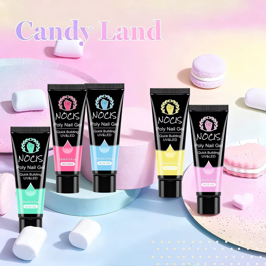 NOCIS Poly Nagelgel-Set, 5 Farben, Aufbaugel, Glänzend - Bild 3