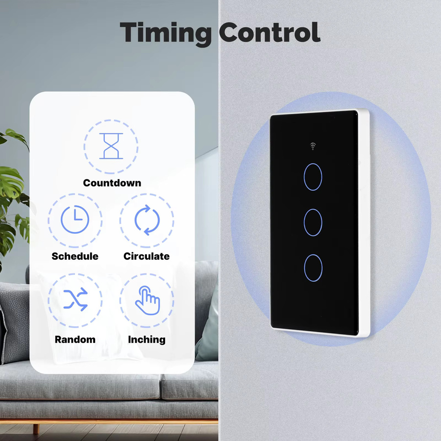 MOES Tuya Matter WiFi Smart Light Switch US-Version in Weiß mit Glasoberfläche, kompatibel mit Alexa, Google Home, Apple HomeKit und SmartThings, Neutralleiter erforderlich - Bild 4
