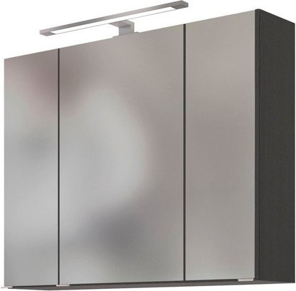 HELD MÖBEL Spiegelschrank Arezzo in Graphitgrau mit LED-Beleuchtung und Regalen, B/T/H: 80 x 20 x 64 cm - Bild 1