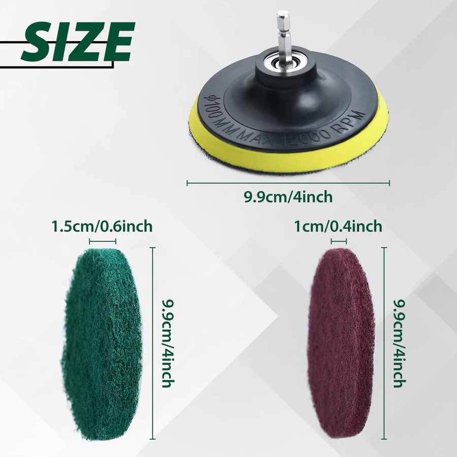 VIBRATITE 8er Set Elektrische Scheuerpads 4 Zoll für Fugenmörtel und Fliesen zur Reinigung von Badewannen und Ecken - Bild 2