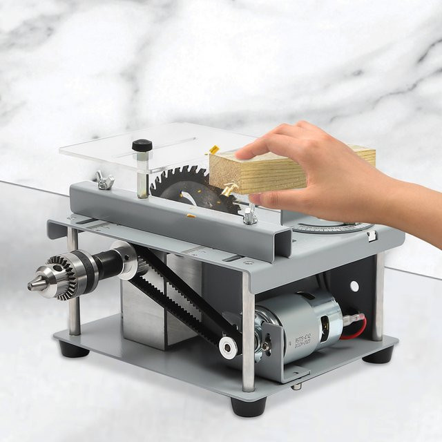 CNCEST Mini-Hobby-Tischkreissäge elektrische 96-W-Säge mit 10.000 U/min und 7-Gang-Stromversorgung für die Holzbearbeitung - Bild 1