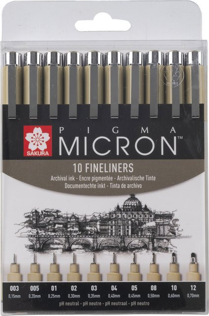 Sakura Pigma Micron Fineliner Set in Schwarz für Profis - Bild 1