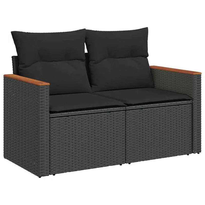 vidaXL 12-tlg. Garten-Sofagarnitur in U-Form aus Poly-Rattan in Schwarz mit Sitzkissen und Rückenkissen - Bild 2
