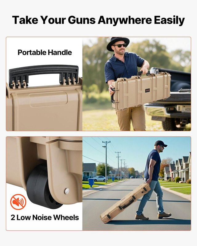 Wasserdichter und staubdichter Gewehrkoffer von Buying Solutions, MB in Beige mit Rollen und abschließbarem Kunststoffgehäuse sowie vorgeschnittenem Schaumstoff - Bild 6