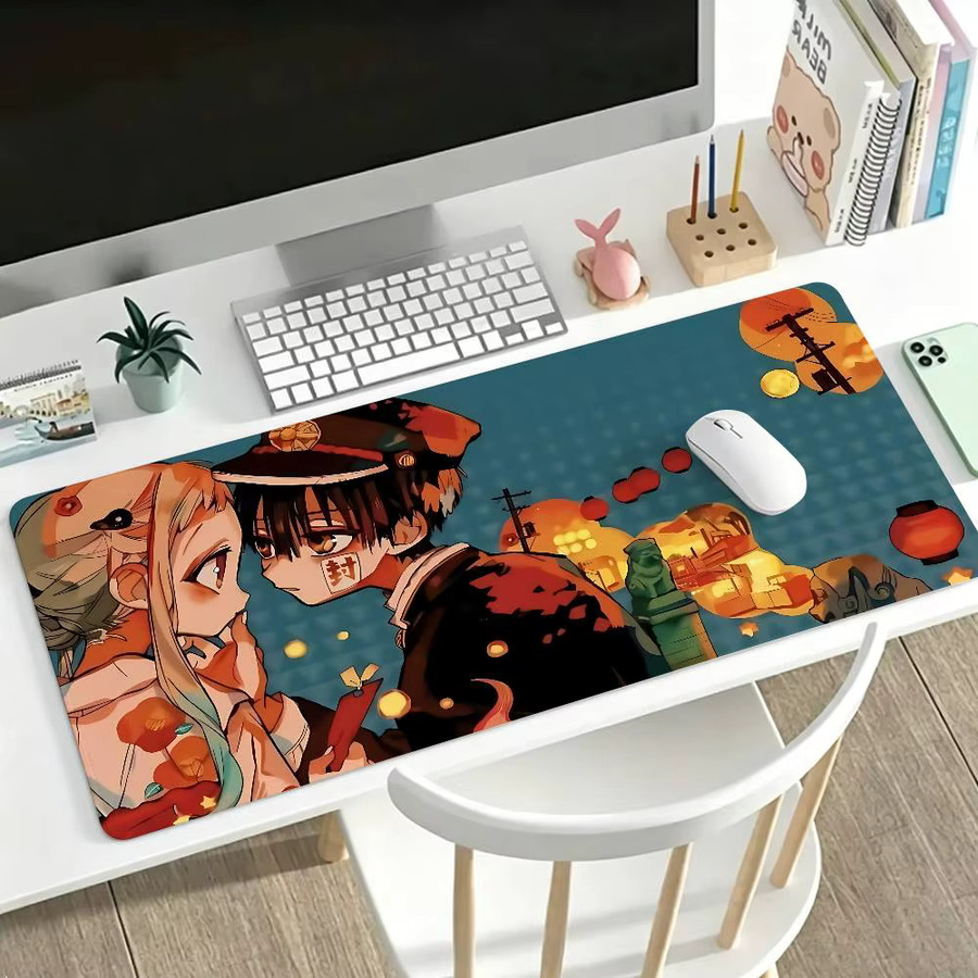 Bilibili Anime Toilet-bound Hanako-kun Gaming-Mauspad, rutschfest mit genähtem Rand, große Schreibtischunterlage für Computer und Tastatur, Multicolour - Bild 3
