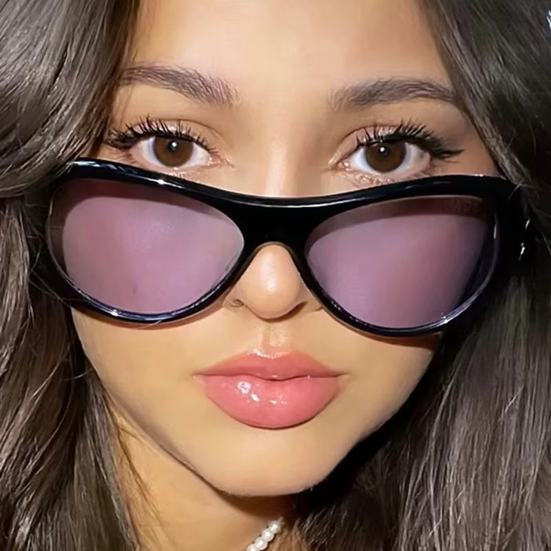 Samjune Sonnenbrille Oval, Vollrand, Kunststoff, Weiß, Schwarz, Unisex - Bild 4