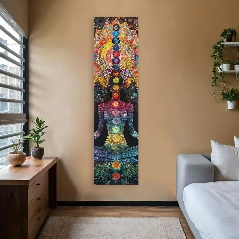 VIKAMA Sieben-Chakren-Wandteppich in Multicolour, spirituelle Wanddekoration im Ethno-Stil, Breite: 150 cm, Tiefe: 40 cm - Bild 2