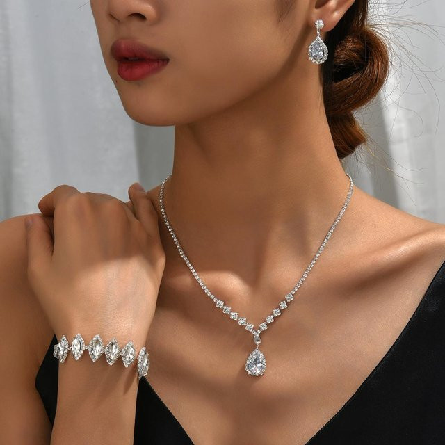 YIRAN Jewelry Schmuckset Kupfer, Silber, Kristall, Damen - Bild 1