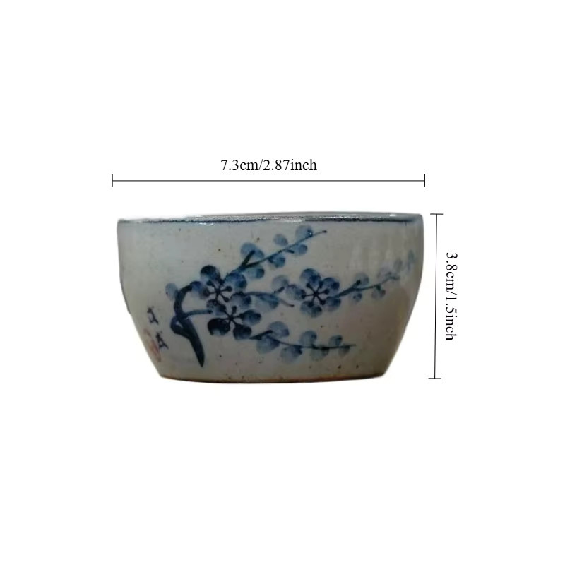 Handbemaltes Keramik-Teetassen-Set in Blau und Weiß mit floralem Design für die Gongfu-Teeceremonie - Bild 3