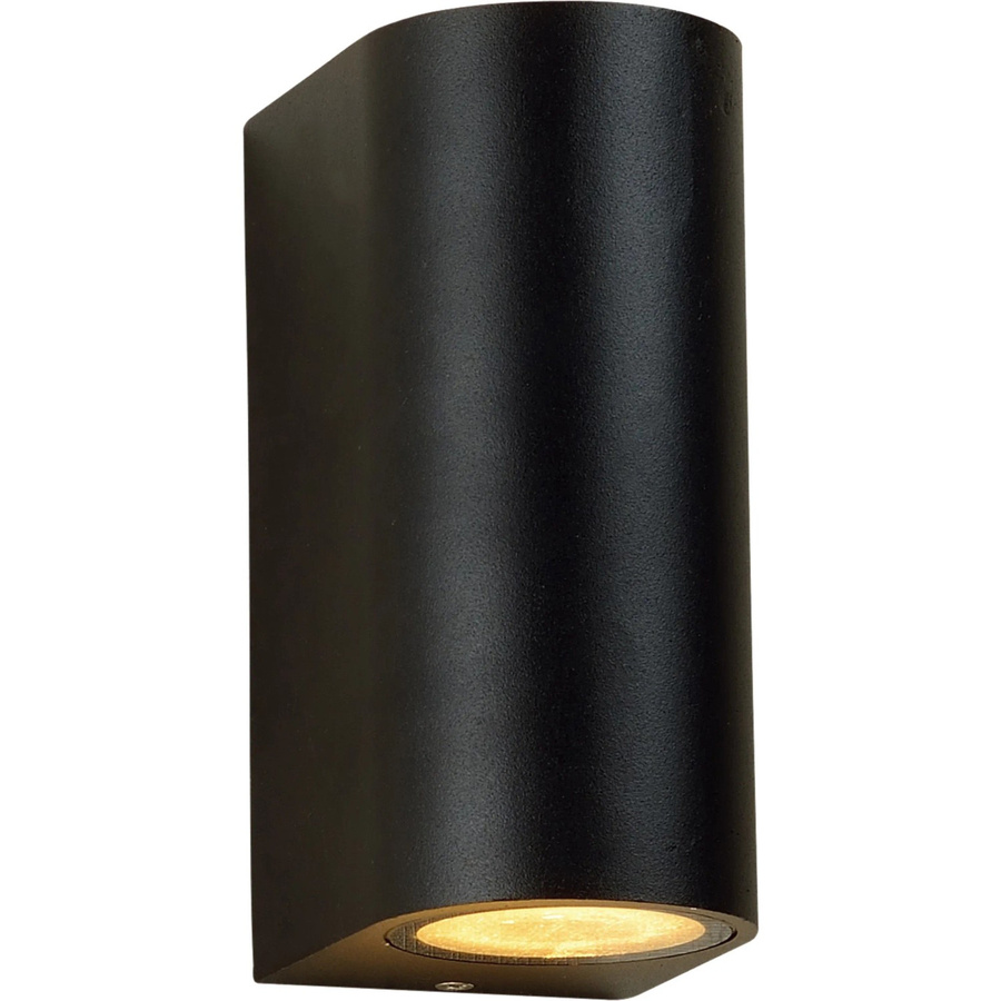 LED's,ight Außen-Wandleuchte Halbrund in Schwarz aus Aluminium und Glas mit 2-flammigem Up-Down-Lichteffekt und GU10 Fassung - Bild 2