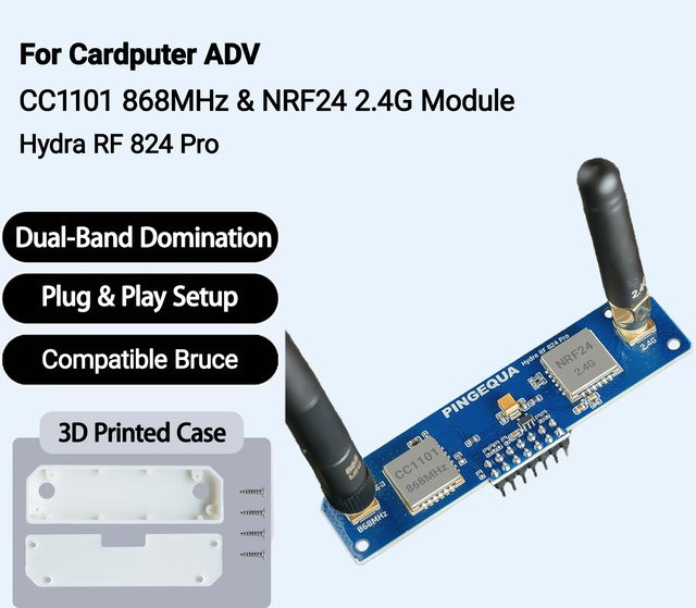 PINGEQUA M5Stack Cardputer ADV RF-Modul in Blau mit 868MHz CC1101 und 2,4GHz NRF24L01 sowie automatischer Umschaltung - Bild 1