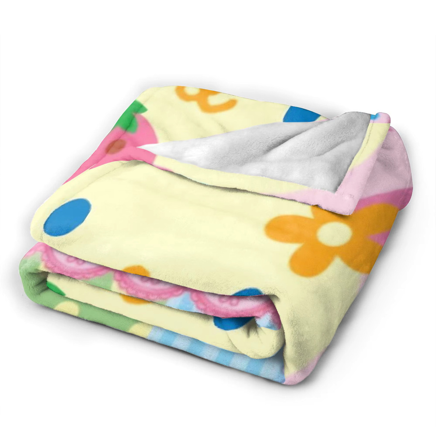 Usahana Cartoon Plüschdecke aus Flanell mit Werft-Muster, superweiche Tagesdecke für Kinder und Erwachsene, Mehrfarbig - Bild 3