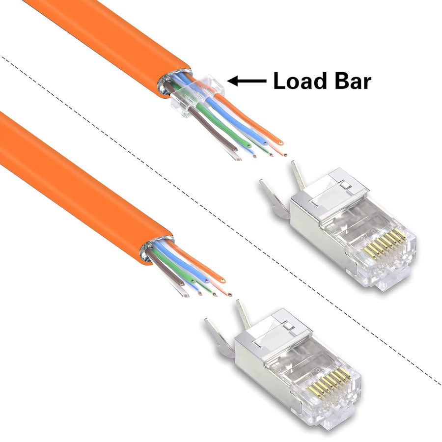 ZoeRax Cat7 Cat6A RJ45 Ethernet-Durchgangsstecker Blau mit 50μ vergoldeten Kontakten und Zugentlastungs-Kappe - Bild 2