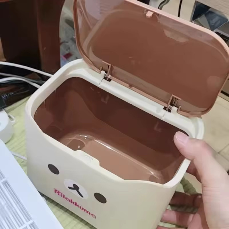 Bandai Rilakkuma Desktop-Mülleimer mit Touch-Öffnung aus Kunststoff für Büro und Zuhause - Bild 2