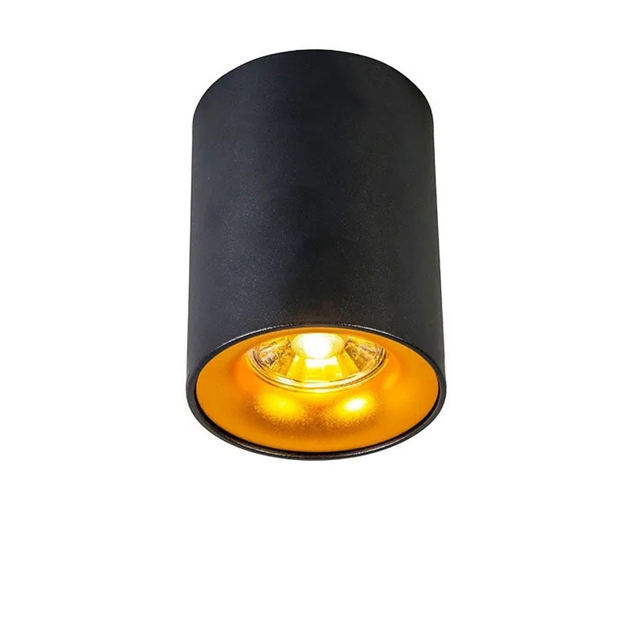 QAZQA Moderner Aufbaustrahler Ronda aus Aluminium in Schwarz und Gold, dimmbar, GU10 - Bild 2