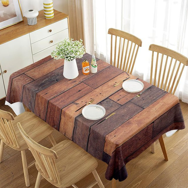 Tischdecke von Fancy Style Studio in Braun mit Holzstruktur-Design, rechteckig, fleckenabweisend, B/H: 60 x 120 cm - Bild 1
