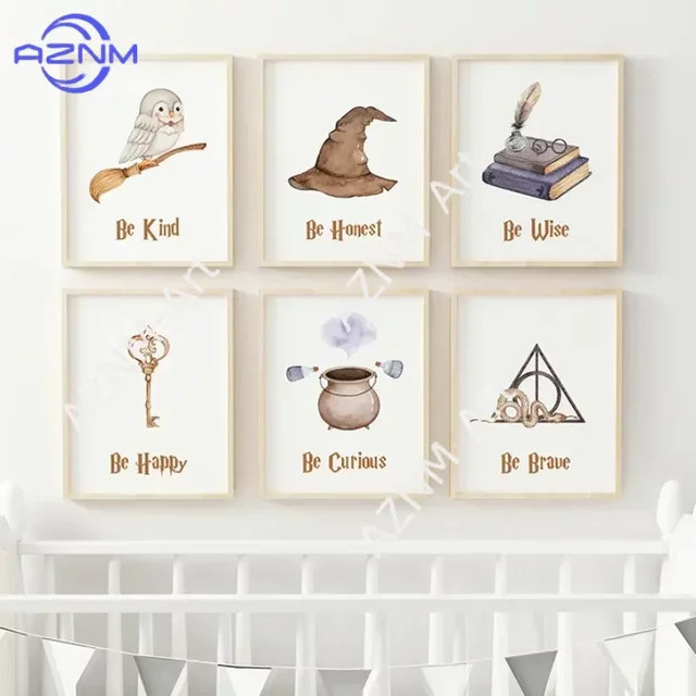 KAYOU Leinwandgemälde Zauberer-Eule im Vintage-Stil, Mehrfarbiges Wandbild für Kinderzimmer und Wohnzimmer - Bild 1