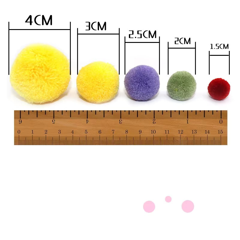 Lucky Sewing Mehrgrößen-Pompons in Gelb und Multicolour, weiche und flauschige Plüsch-Bommeln für DIY-Bastelarbeiten, Nähen und Party-Zubehör, Durchmesser: 15 mm, 20 mm, 25 mm, 30 mm und 40 mm - Bild 2