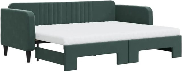 vidaXL Ausziehbares Tagesbett mit Matratze in Dunkelgrün aus Samt B/T/H: 80 x 200 x 90 cm - Bild 1