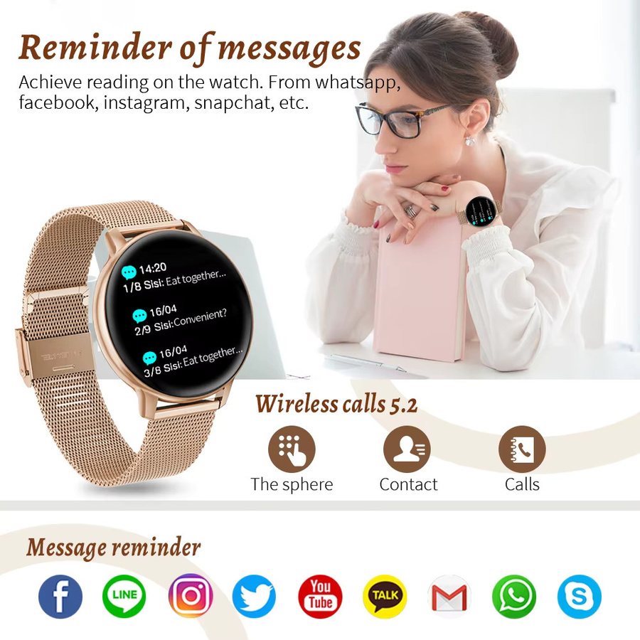 LIGE Smartwatch, Silikon, Schwarz, Roségold, Unisex - Bild 5