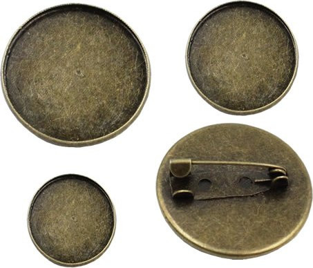 Onebeading Brosche Rohling Metall, Vintage, Runde Fassung, Unisex - Bild 1