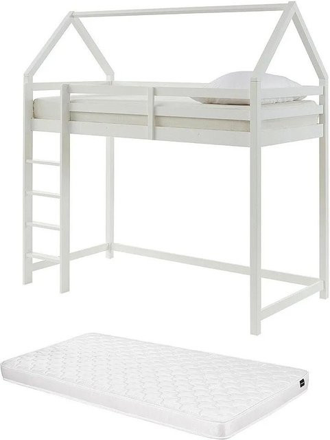 Vente-unique Hausbett Tarzia aus Kiefernholz in Weiß, B/T: 90 x 190 cm - Bild 1