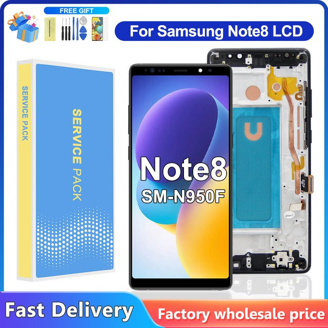 Samsung Note 8 Display Bildschirm mit Rahmen und Digitizer Touchscreen in Schwarz oder Blau für N950F N950U N950W - Bild 1