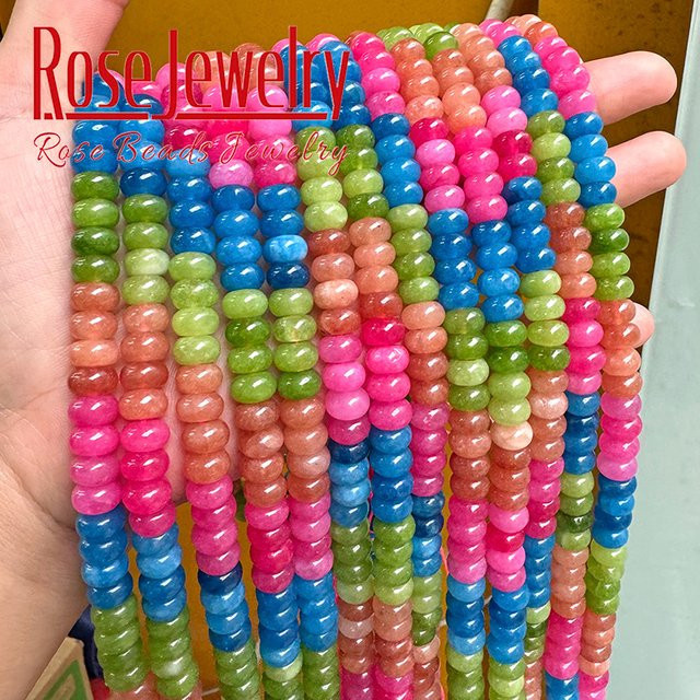 Perlen Turmalin, Jade, Rondelle, Abakus, 5x8mm, 15 Zoll, Unisex - Bild 1