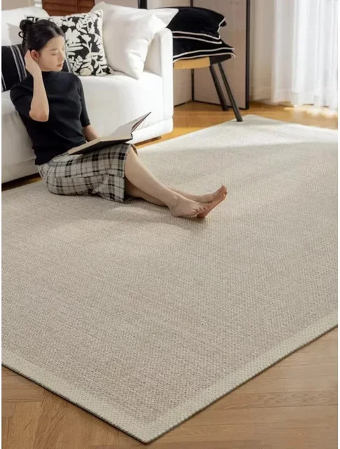 VIKAMA Teppich in Cremefarben für Wohnzimmer und Schlafzimmer im minimalistischen Wabi-Sabi-Stil, schmutzabweisend - Bild 1