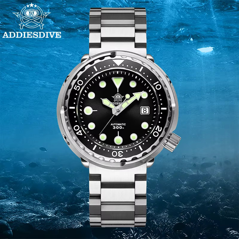 ADDIESDIVE Taucheruhr, Automatik, Edelstahl, 41 mm, Herren, Schwarz - Bild 6