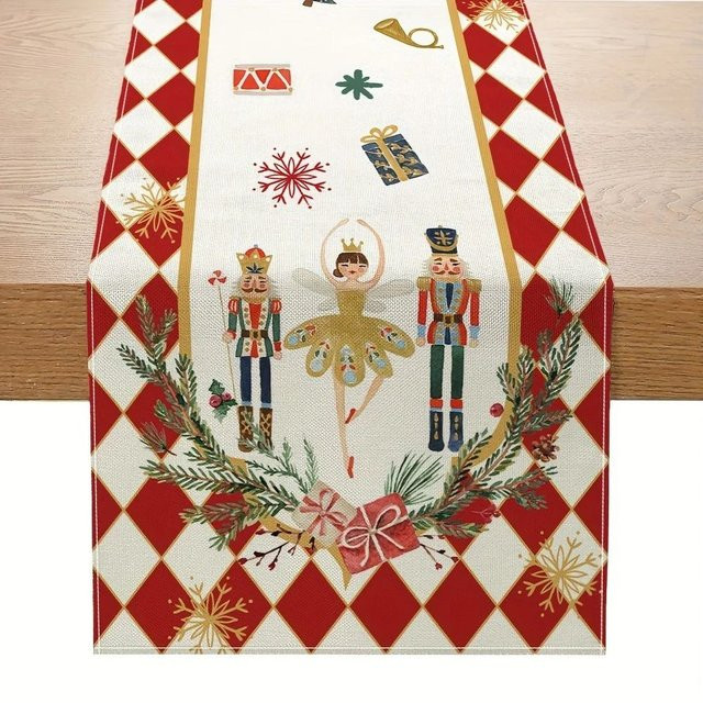 VIKAMA Weihnachts-Tischläufer Nussknacker aus Leinen, mehrfarbig, B: 90 cm, T: 33 cm - Bild 1