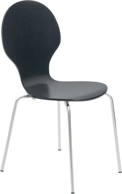 DELUKE Besucherstuhl ATHENS Konferenzstuhl und Bürostuhl aus Holz und Metall in Schwarz, B: 43 cm, T: 45 cm, H: 86 cm - Bild 1