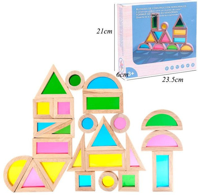 Binchi Fitness Montessori Transparente Formbausteine Holzspielzeug, ab 3 Jahre - Bild 1
